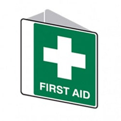 First Aid Sign Double Sided 225 x 225mm Poly