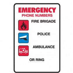 Emergency Phone Numbers Poster 450mm x 300mm