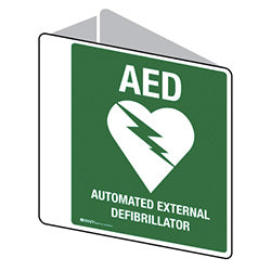 AED Defibrillator Sign Double Sided 225 x 225mm Poly